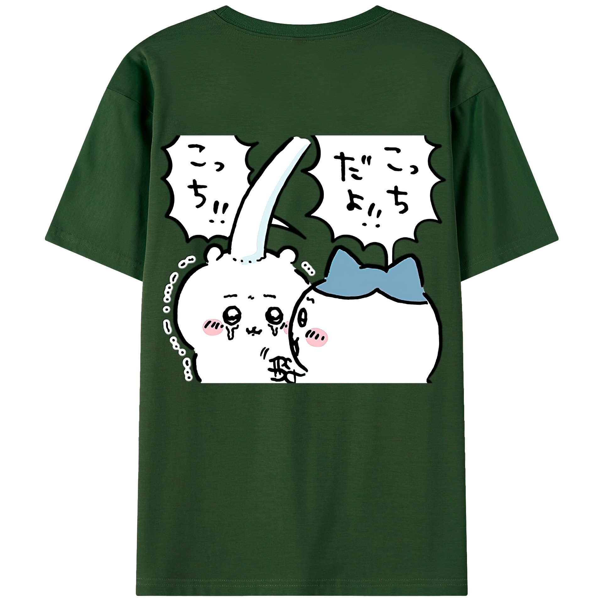 （画像用） ちいかわ ハチワレ Chii-kawa hachiware 綿100％半袖Tシャツ（背面プリント）
